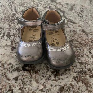 Chicco Baby Girl Silver Sequin Detailing Leather Italian Shoes Size 23EU